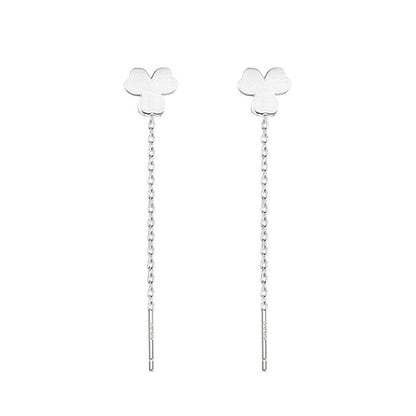 925 Sterling Silver Shamrock Threader Dangle Earrings - sugarkittenlondon