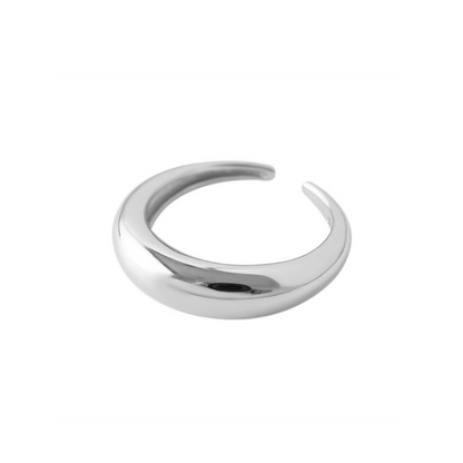 Sterling Silver Dome Slice Huggie Ring with Open Band in Rhodium & 18K Gold Plating - sugarkittenlondon