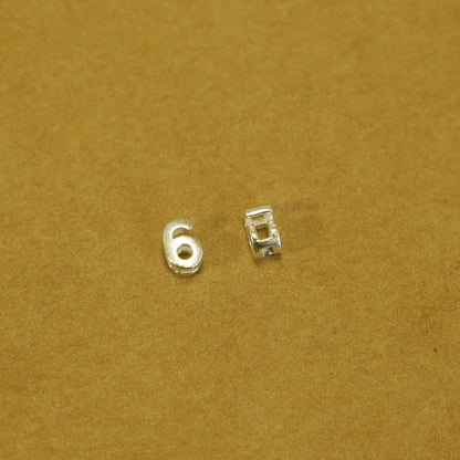 Sterling Silver Mini 0 - 9 Number Sliding Spacer Charm Beads Boxed - sugarkittenlondon
