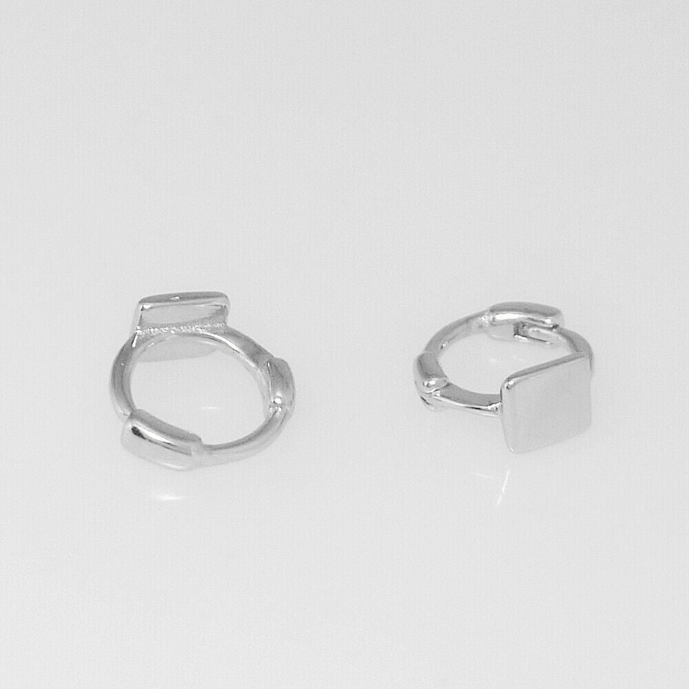 Sterling Silver Huggie Hinged Earrings with Star, Square, and Triangle Shapes - sugarkittenlondon