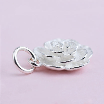 Sterling Silver Cherry Peach Lotus Flower Charm for Necklace or Bracelet - sugarkittenlondon