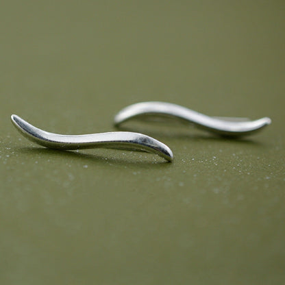 925 Sterling Silver Crawler Earrings with Wavy Vine Design - sugarkittenlondon