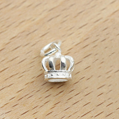 925 Sterling Silver Crown Pendant with Cross Bead Charm - sugarkittenlondon