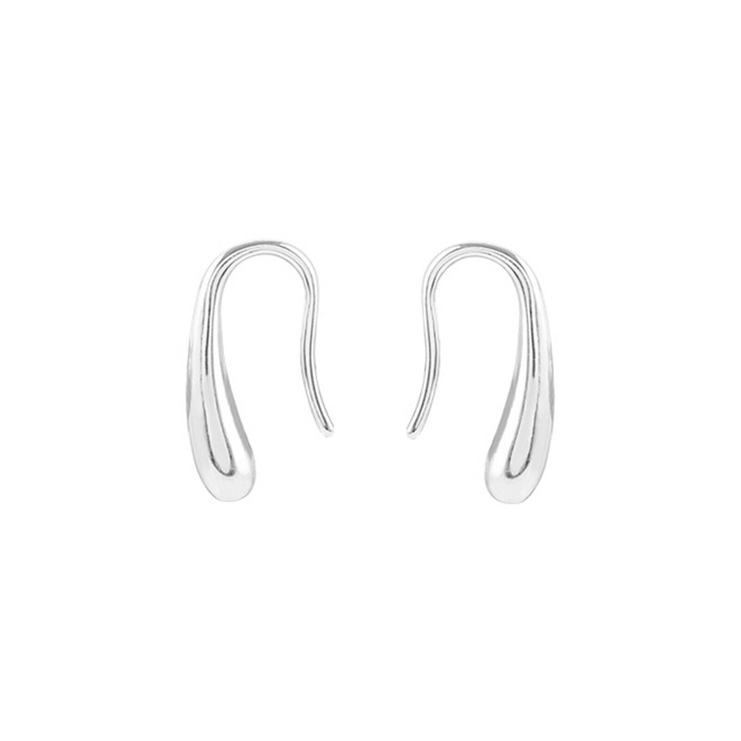 Sterling Silver Plain Shiny Waterdrop Teardrop Hoop Drop Earrings 1.5cm - sugarkittenlondon