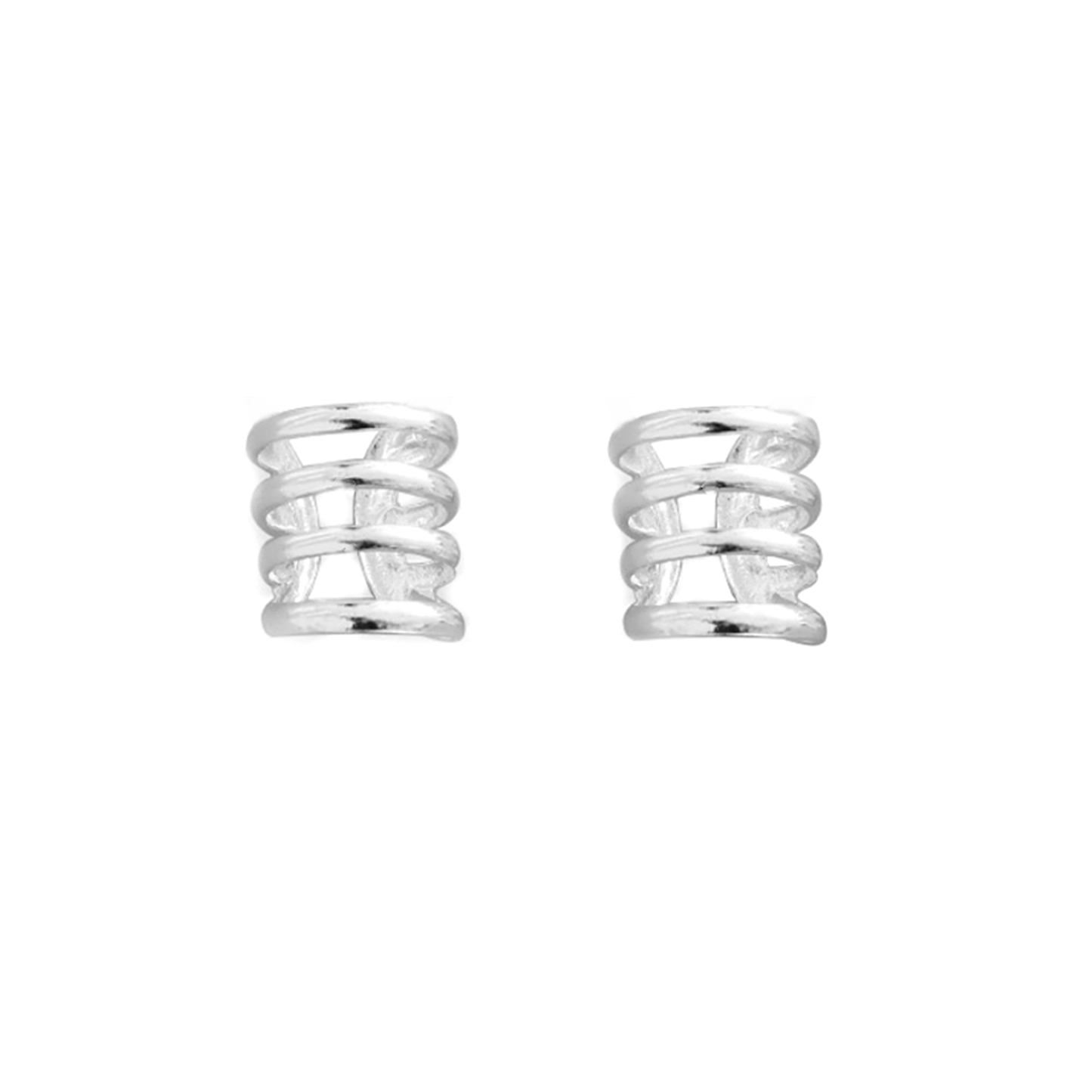 925 Sterling Silver Non-Piercing Clip On Helix Earrings with 4-5 Lines - sugarkittenlondon