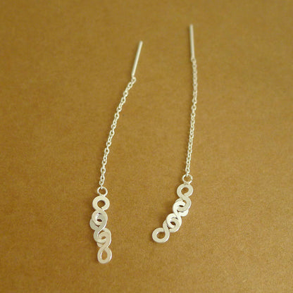 Sterling Silver Infinity Threader Earrings with Eternity Link Circles - sugarkittenlondon