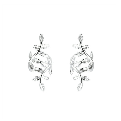 Sterling Silver Wrap Cuff Earring | No Piercing Leaves Earring - sugarkittenlondon