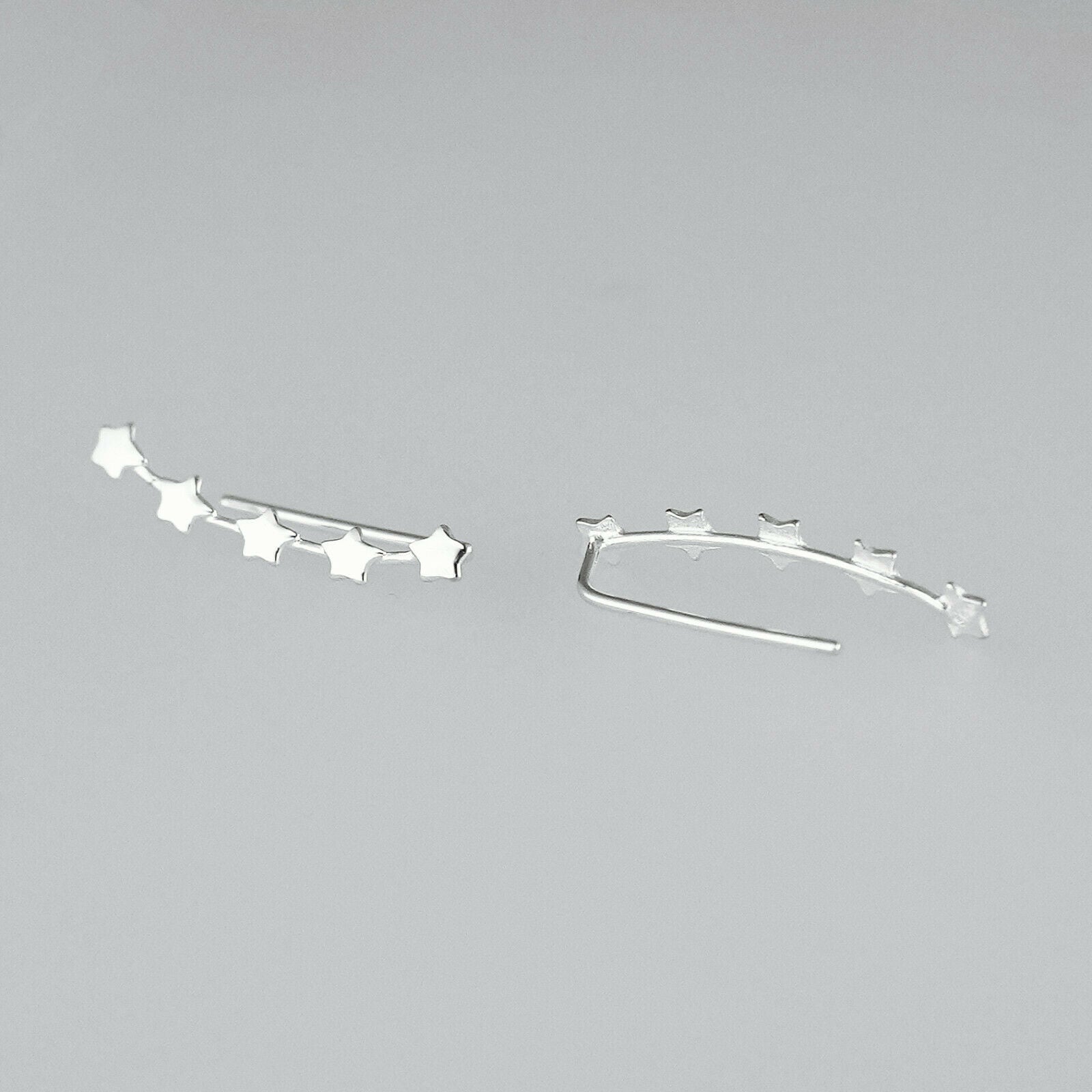 925 Sterling Silver Curved Ear Crawlers with Lucky Stars Vine - sugarkittenlondon