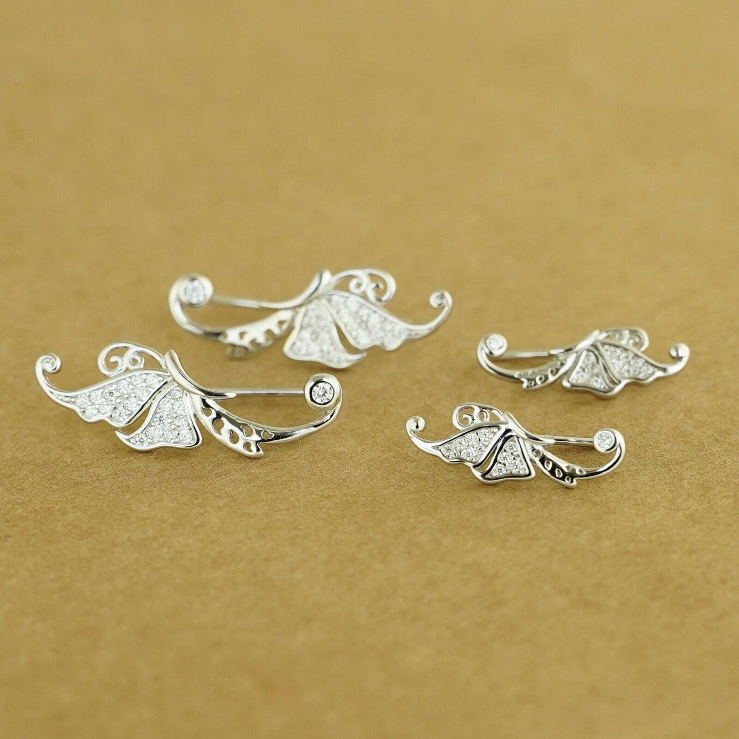 925 Sterling Silver Butterfly Wing Crawler Earrings with Paved CZ - sugarkittenlondon