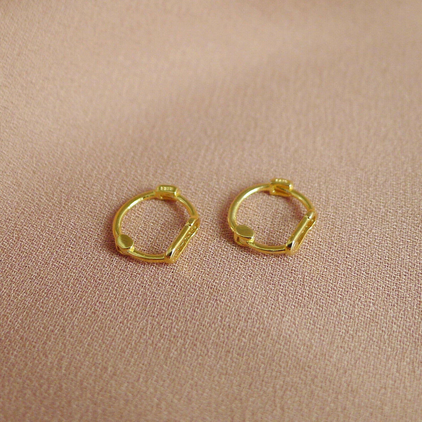 18K Gold-Plated Sterling Silver Safety Pin Huggie Hoop Earrings - sugarkittenlondon