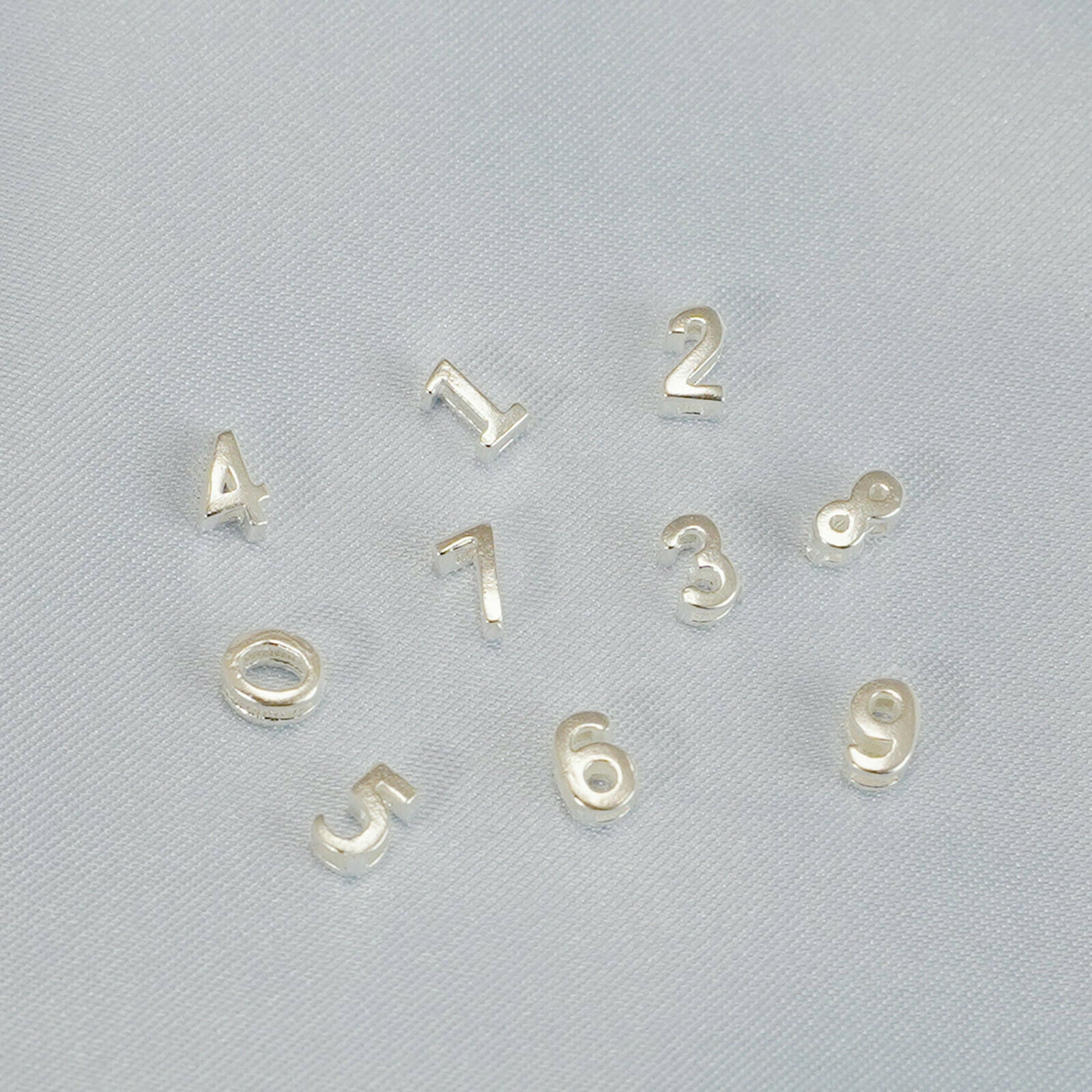 Sterling Silver Mini 0 - 9 Number Sliding Spacer Charm Beads Boxed - sugarkittenlondon