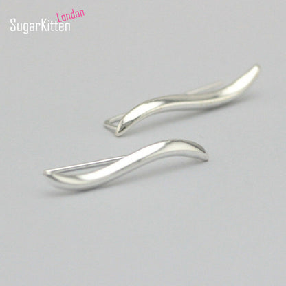 925 Sterling Silver Crawler Earrings with Wavy Vine Design - sugarkittenlondon