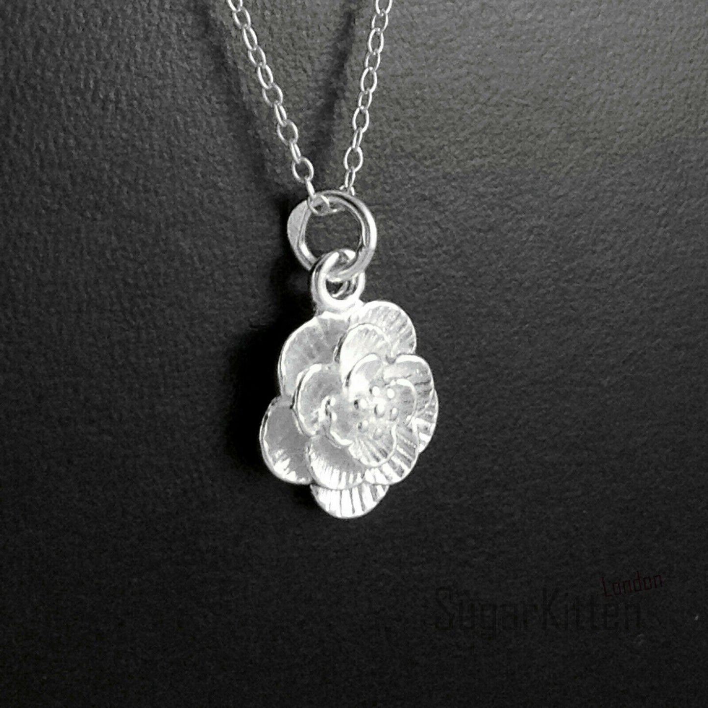 Sterling Silver Cherry Peach Lotus Flower Charm for Necklace or Bracelet - sugarkittenlondon