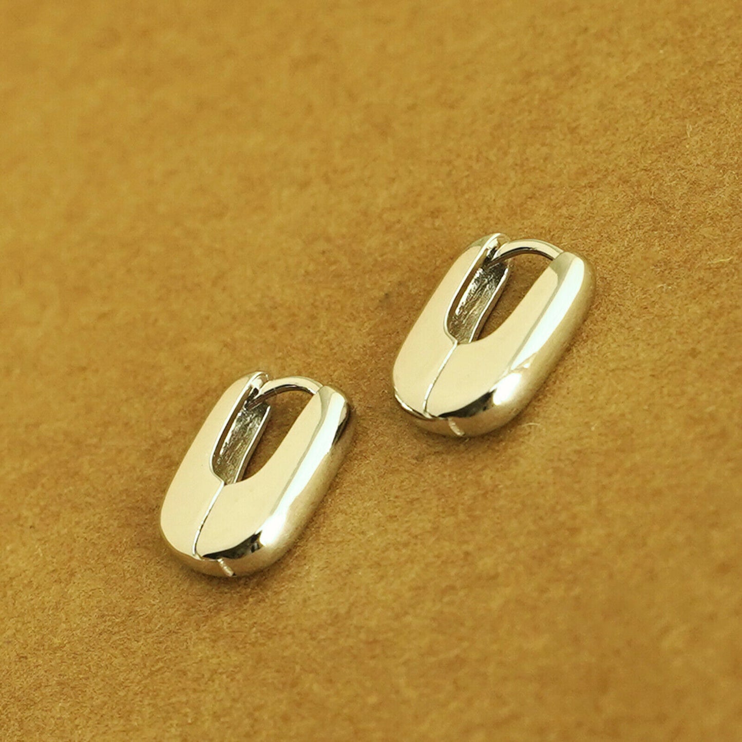 Sterling Silver Square Hoop Huggie Earrings for Women and Men - sugarkittenlondon