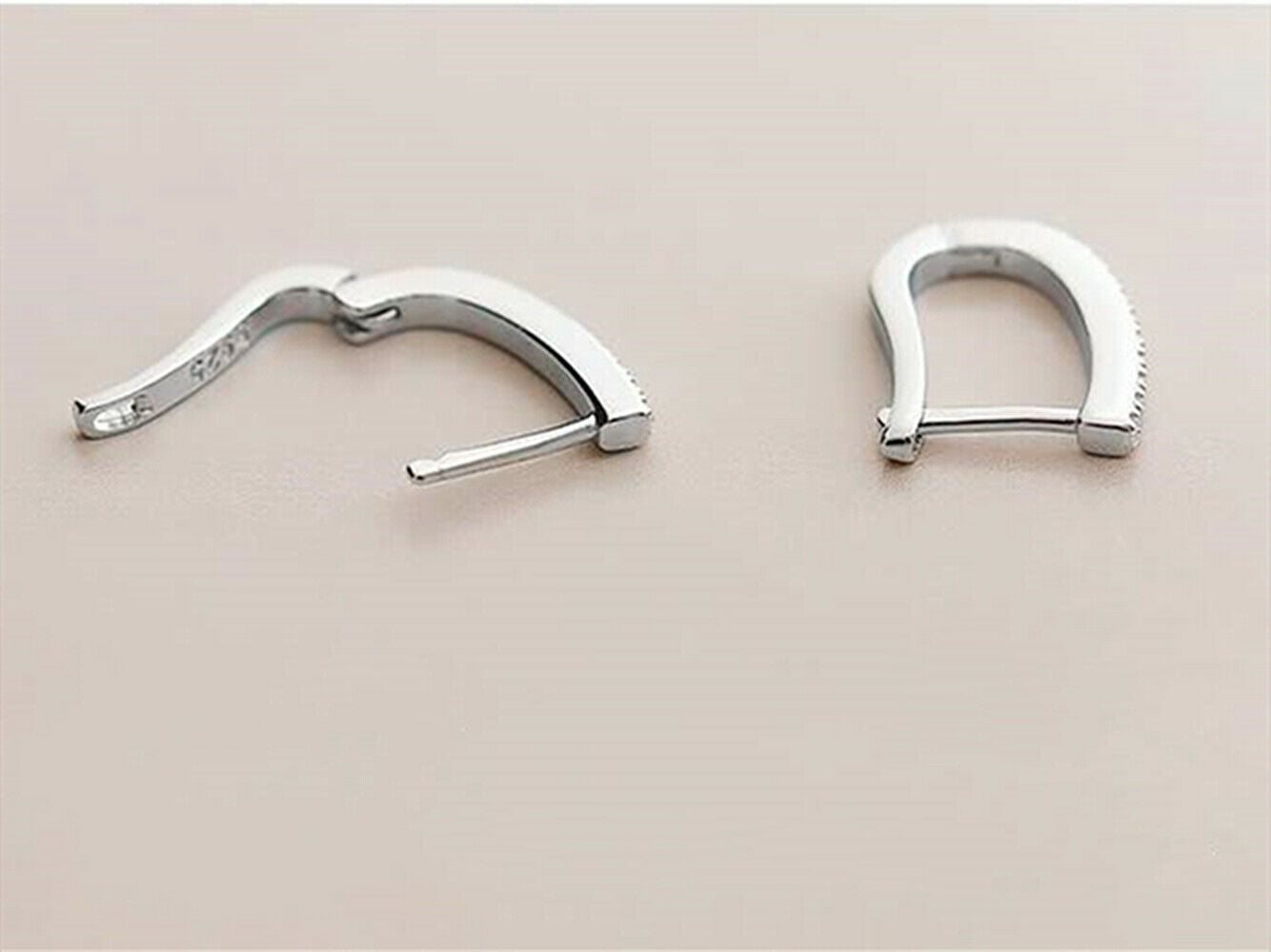 Sterling Silver CZ Sleeper Hoop Earrings with Latch Back Clasp - sugarkittenlondon
