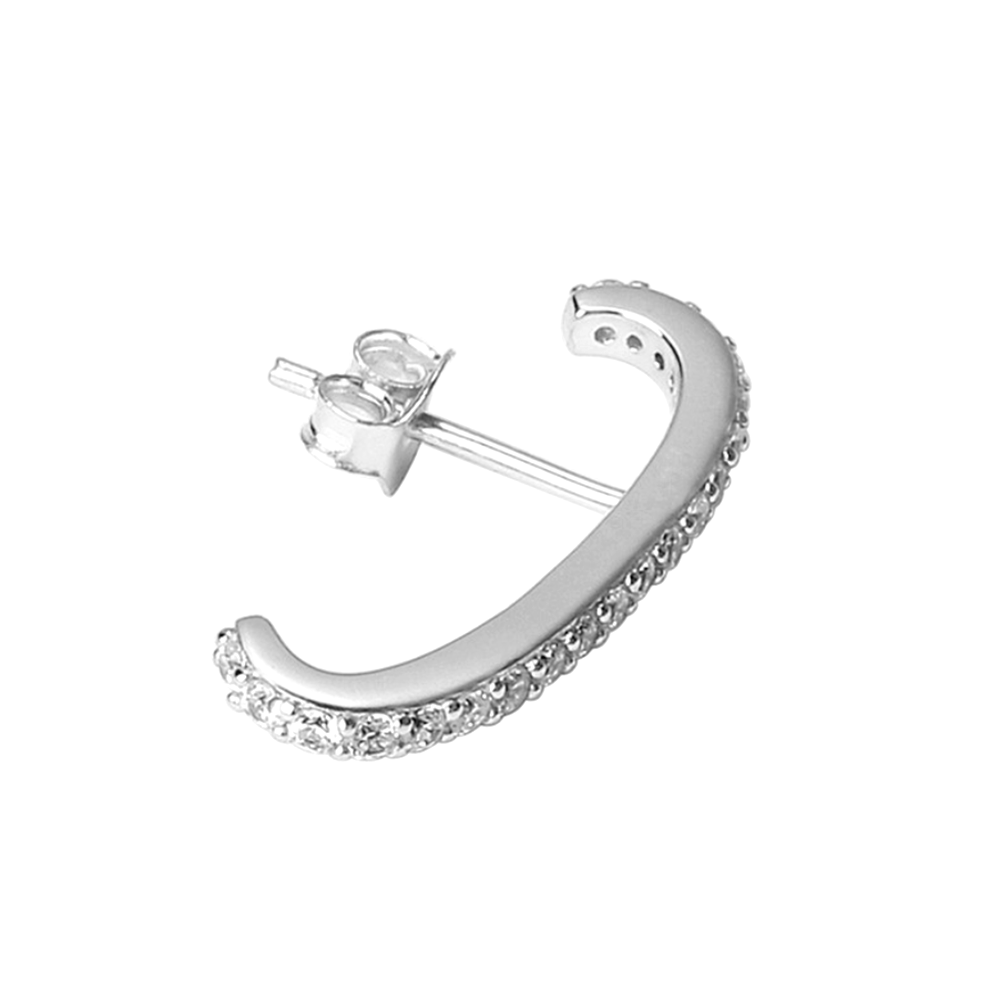 925 Sterling Silver Pave CZ Eternity Suspender Bar Line Cuff Stud Earrings - sugarkittenlondon