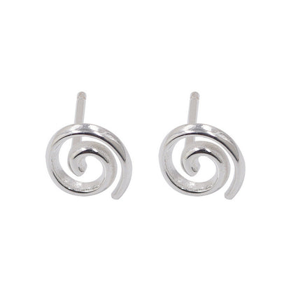 Sterling Silver Circle Circular Spiral Swirl Round Dot Stud Earrings - sugarkittenlondon