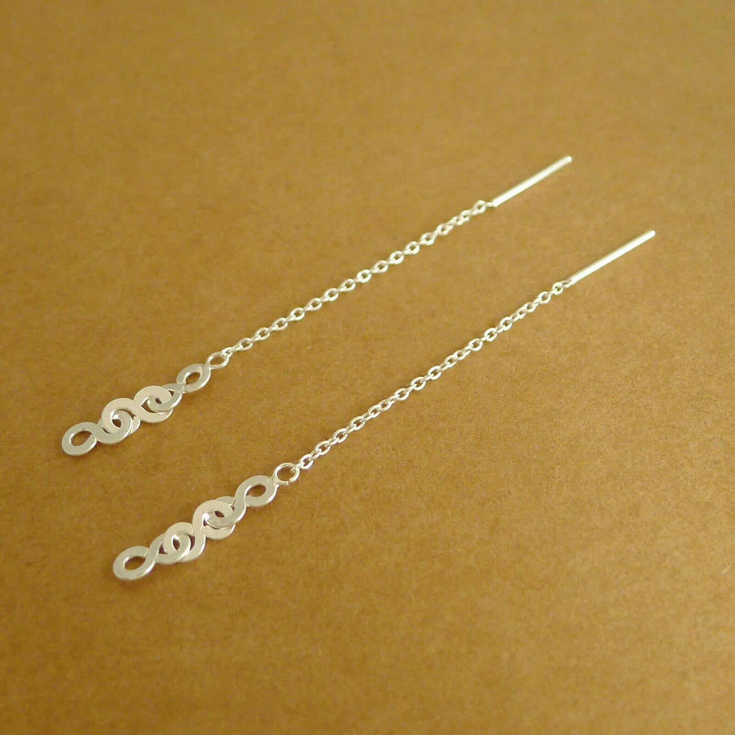 Sterling Silver Infinity Threader Earrings with Eternity Link Circles - sugarkittenlondon