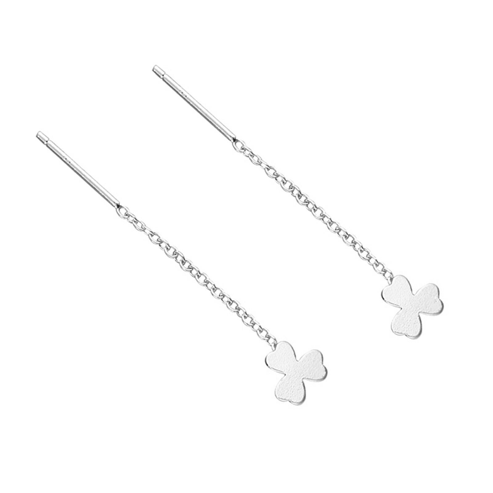 925 Sterling Silver Shamrock Threader Dangle Earrings - sugarkittenlondon