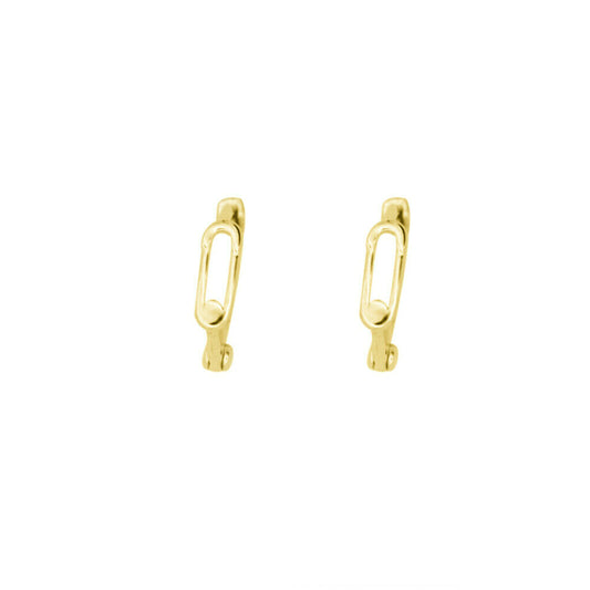 18K Gold-Plated Sterling Silver Safety Pin Huggie Hoop Earrings - sugarkittenlondon