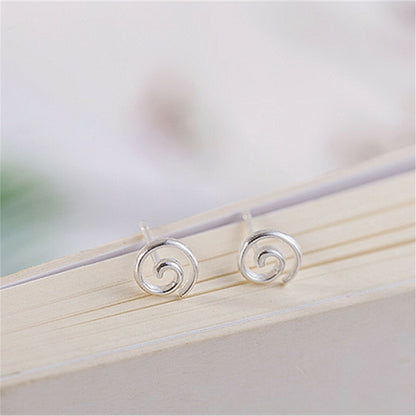 Sterling Silver Circle Circular Spiral Swirl Round Dot Stud Earrings - sugarkittenlondon