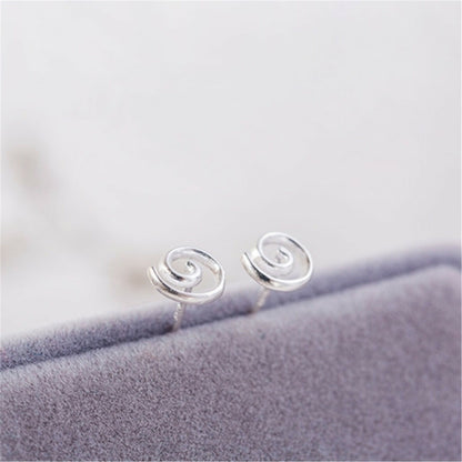 Sterling Silver Circle Circular Spiral Swirl Round Dot Stud Earrings - sugarkittenlondon