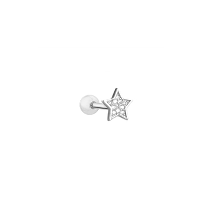 925 Sterling Silver Cubic Zirconia Star Stud Earrings with Screw Back - sugarkittenlondon