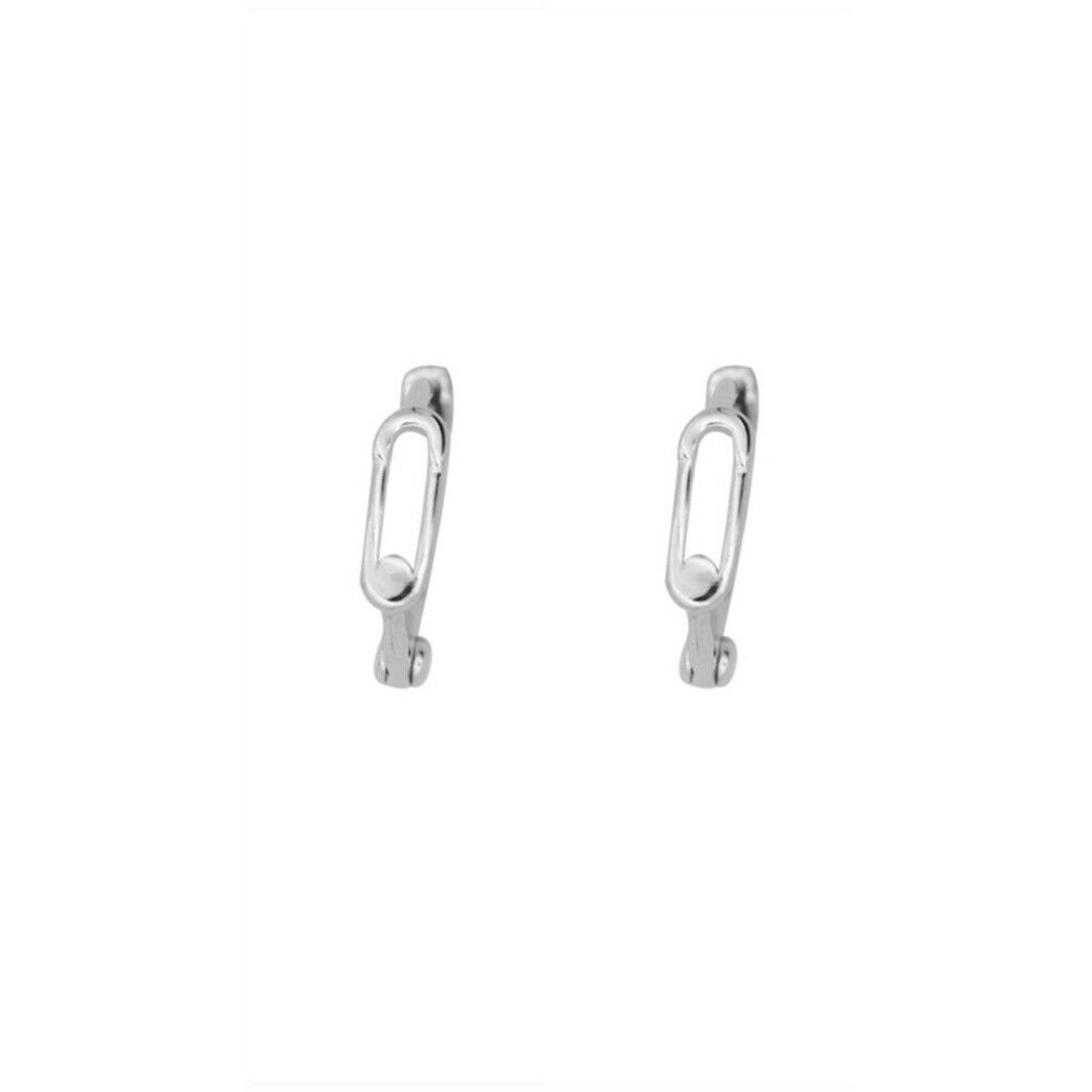 Sterling Silver Safety Pin Huggie Hoop Earrings - sugarkittenlondon