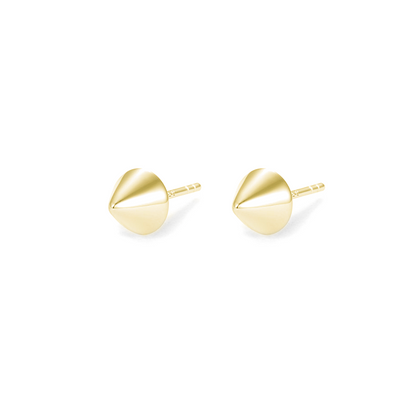 18K Gold on Sterling Silver Small Hollow Punk Circular Cone Spike Stud Earrings - sugarkittenlondon