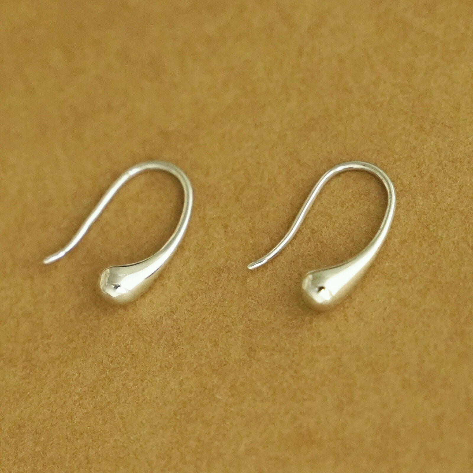 Hoop Drop Earrings Sterling Silver Plain Shiny Waterdrop Teardrop Hoop Drop Earrings 1.8cm - sugarkittenlondon