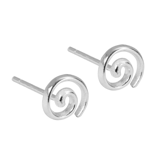 Sterling Silver Circle Circular Spiral Swirl Round Dot Stud Earrings - sugarkittenlondon