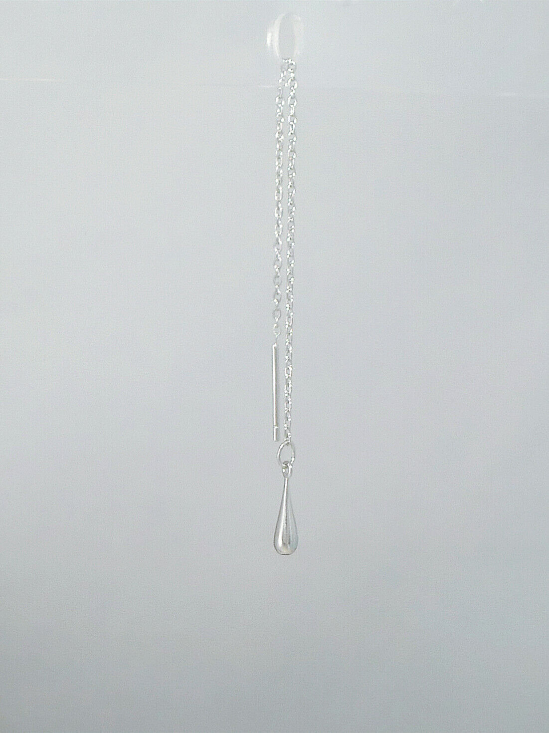 925 Sterling Silver Teardrop Threader Dangle Earrings - Fine Line Pull Through - sugarkittenlondon