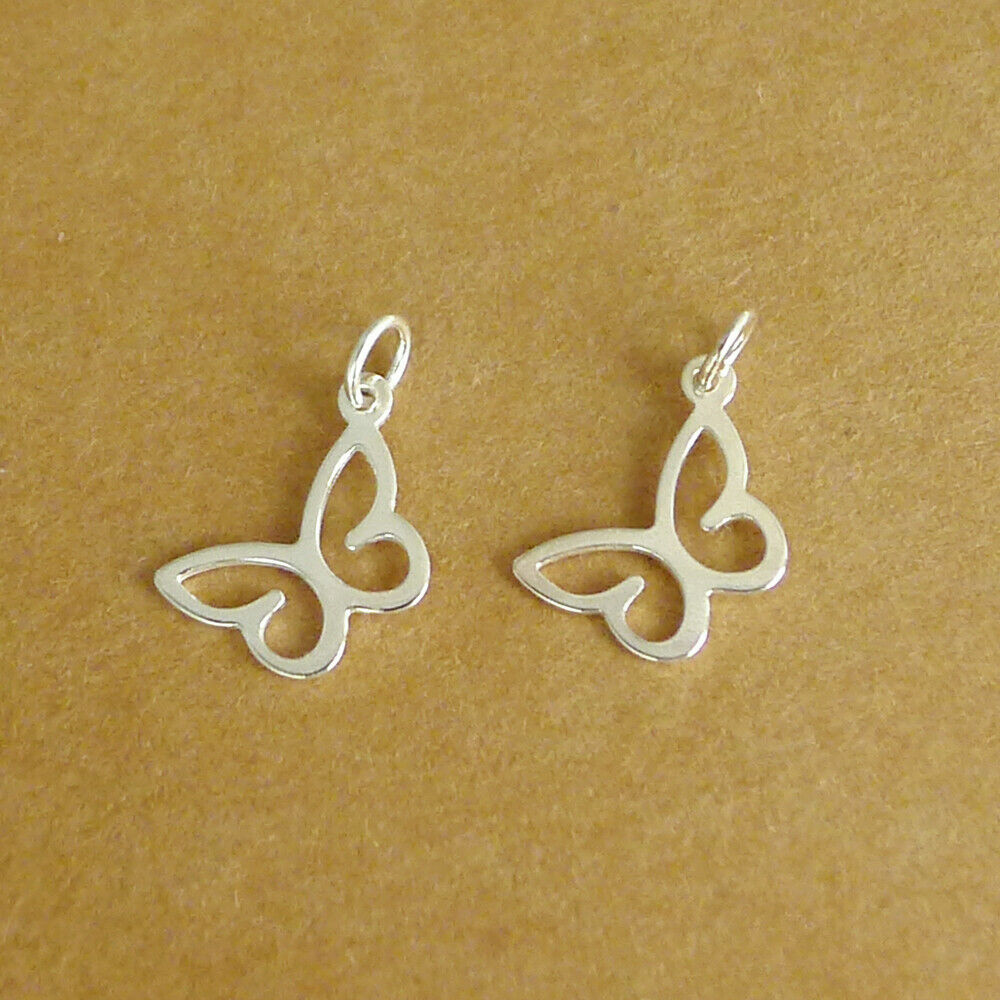 2 Sterling Silver Hollow Butterfly Necklace Bracelet Pendants Charms - sugarkittenlondon