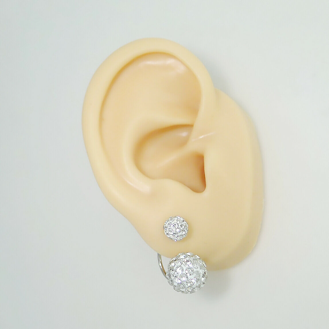 Sterling Silver Crystal Jacket Earrings - White Crystal Glitter Balls Drop - sugarkittenlondon