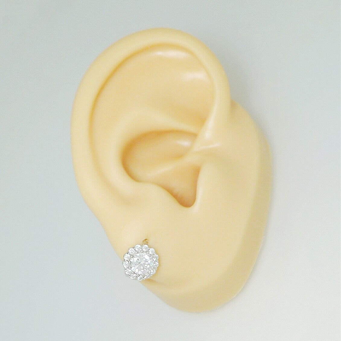 Sterling Silver 6mm Mini Hoop Cut CZ Halo Flower Dome Huggie Earrings - sugarkittenlondon