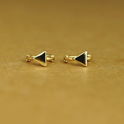18K Gold Hinged Hoop Earrings with Mini Star, Square, and Triangle Shapes - sugarkittenlondon