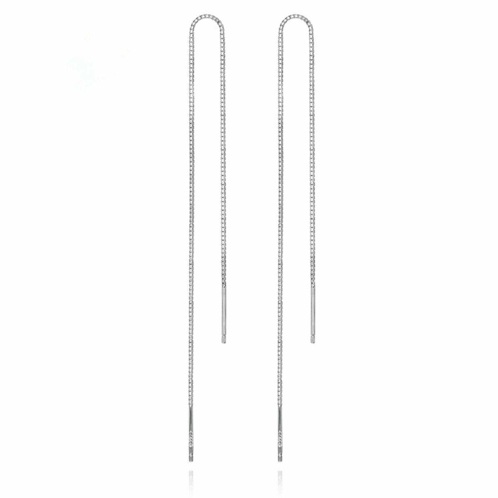 925 Sterling Silver Threader Drop Earrings, 16-22cm Mid Long - sugarkittenlondon
