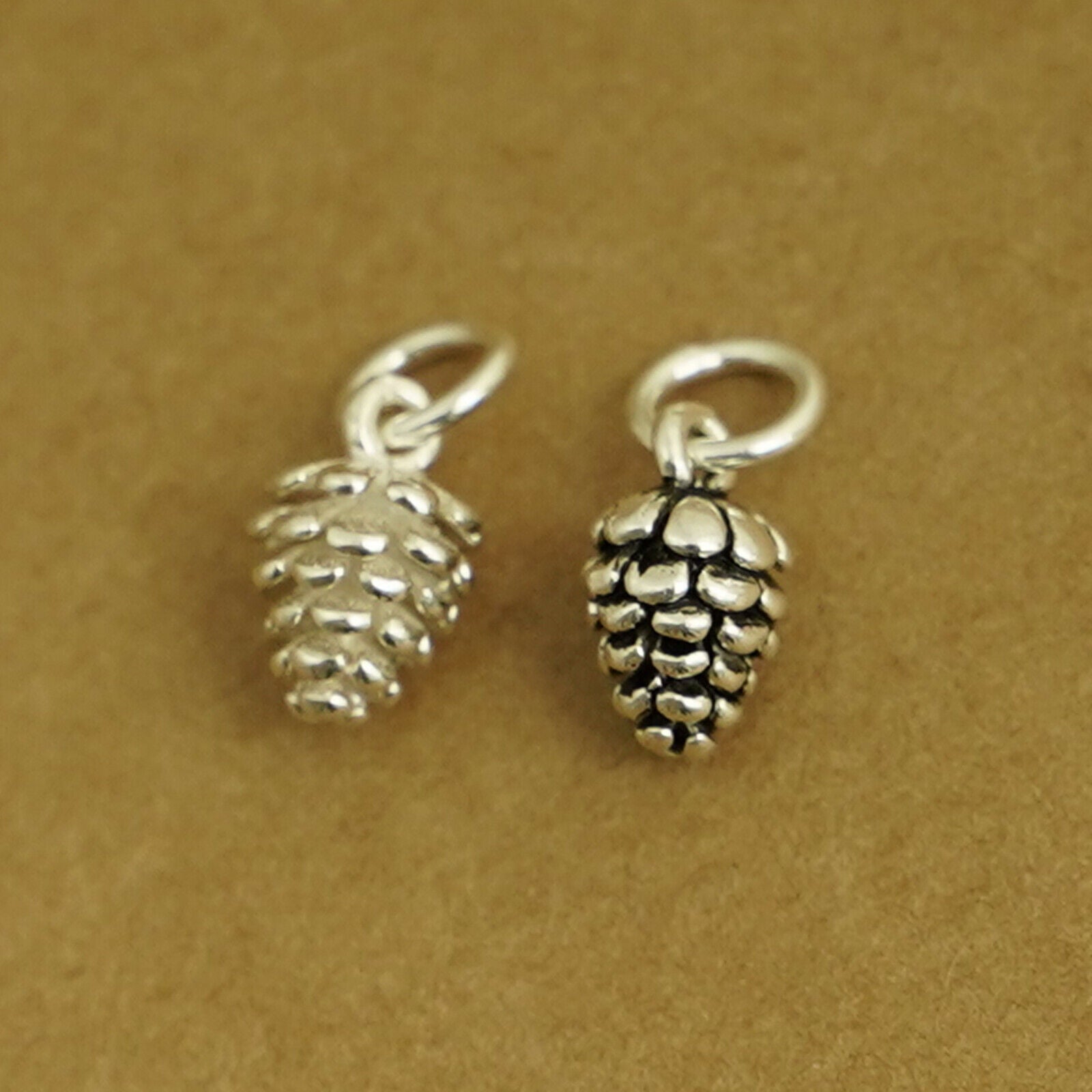 Sterling Silver Pinecone Pendant Charm - Gift for Nature Lover - sugarkittenlondon
