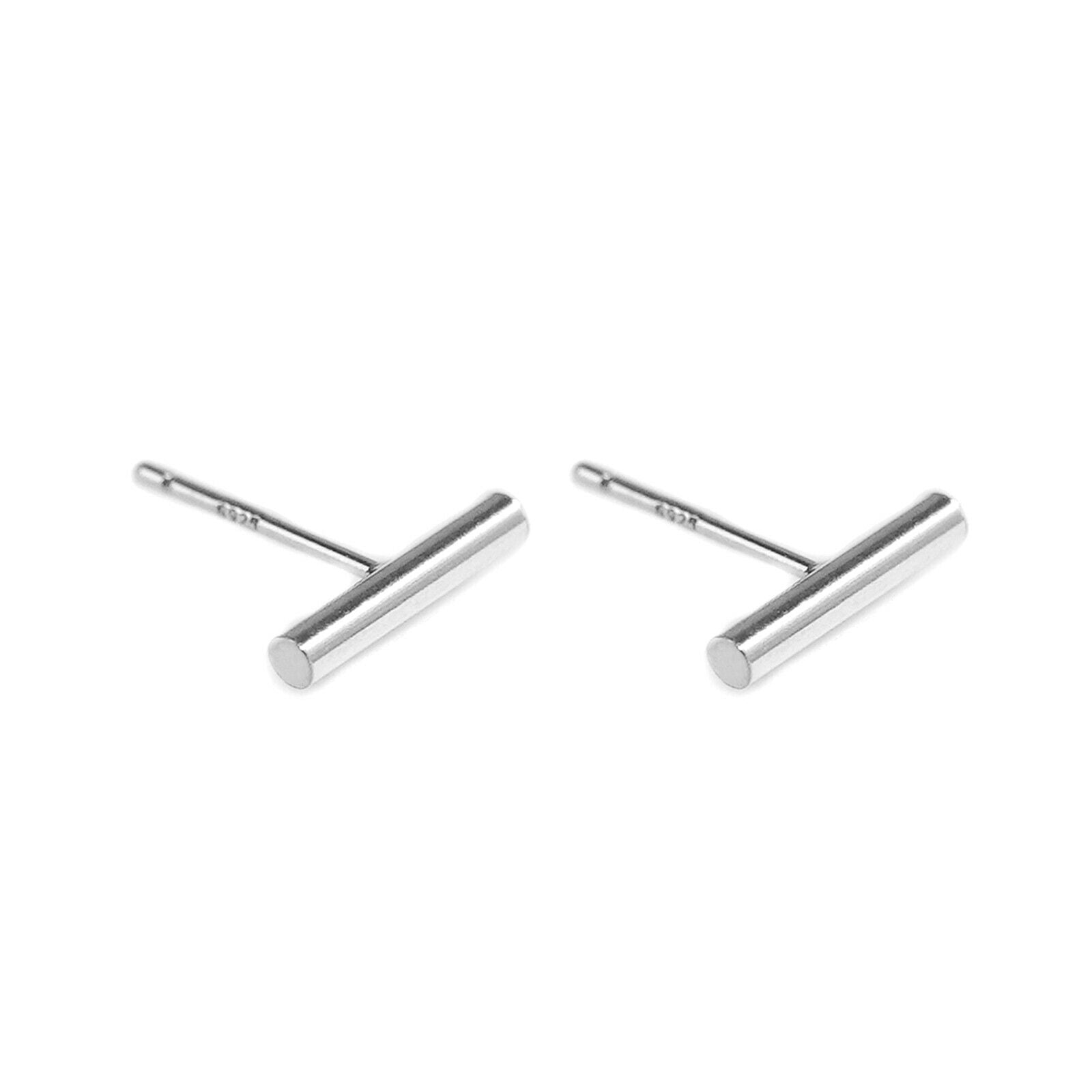 Sterling Silver Bar Line Linear Column Minimalist Simple Stud Earrings - sugarkittenlondon