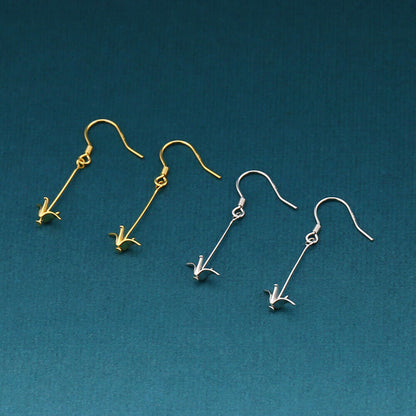 925 Sterling Silver Gold-Plated Origami Crane Dangle Drop Hook Earrings - sugarkittenlondon