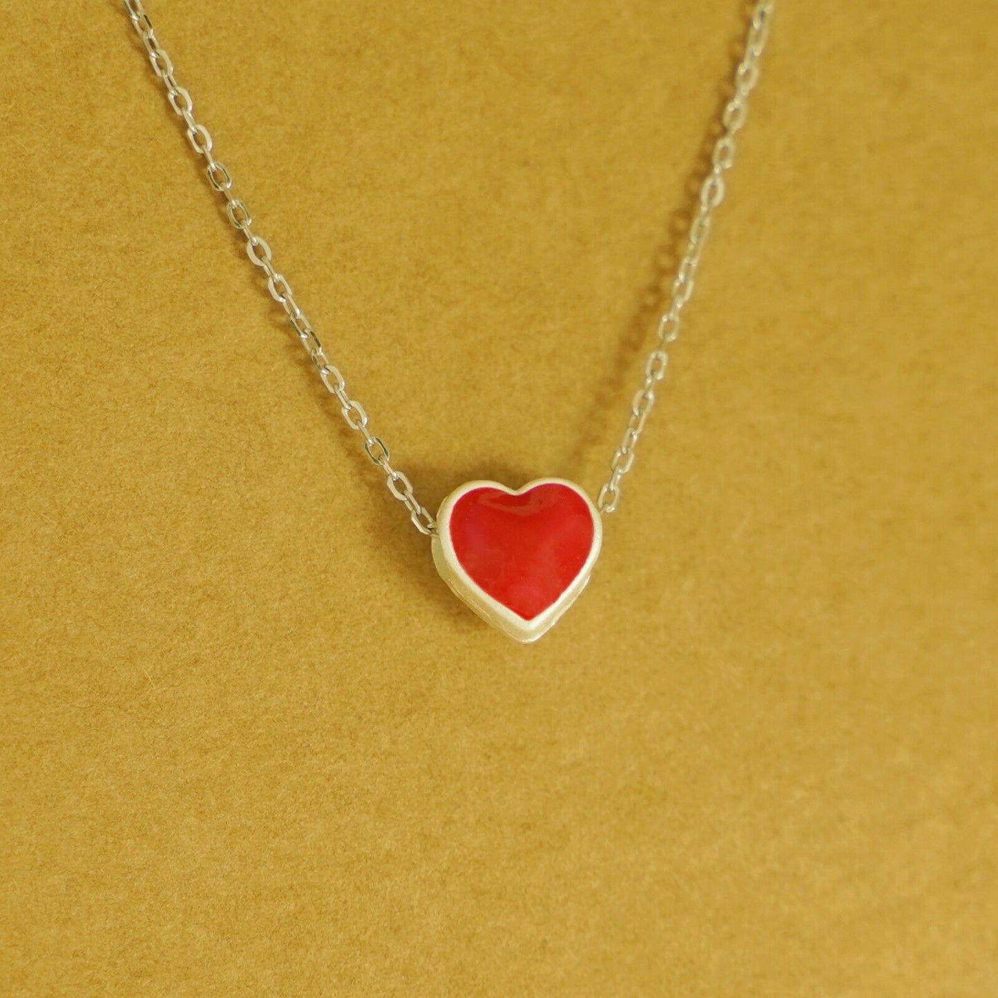 Fine Silver 999 Glazed Red Love Heart Sliding Spacer Charm Pendant - sugarkittenlondon
