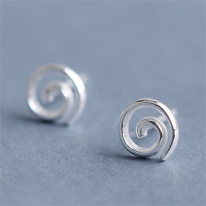 Sterling Silver Circle Circular Spiral Swirl Round Dot Stud Earrings - sugarkittenlondon