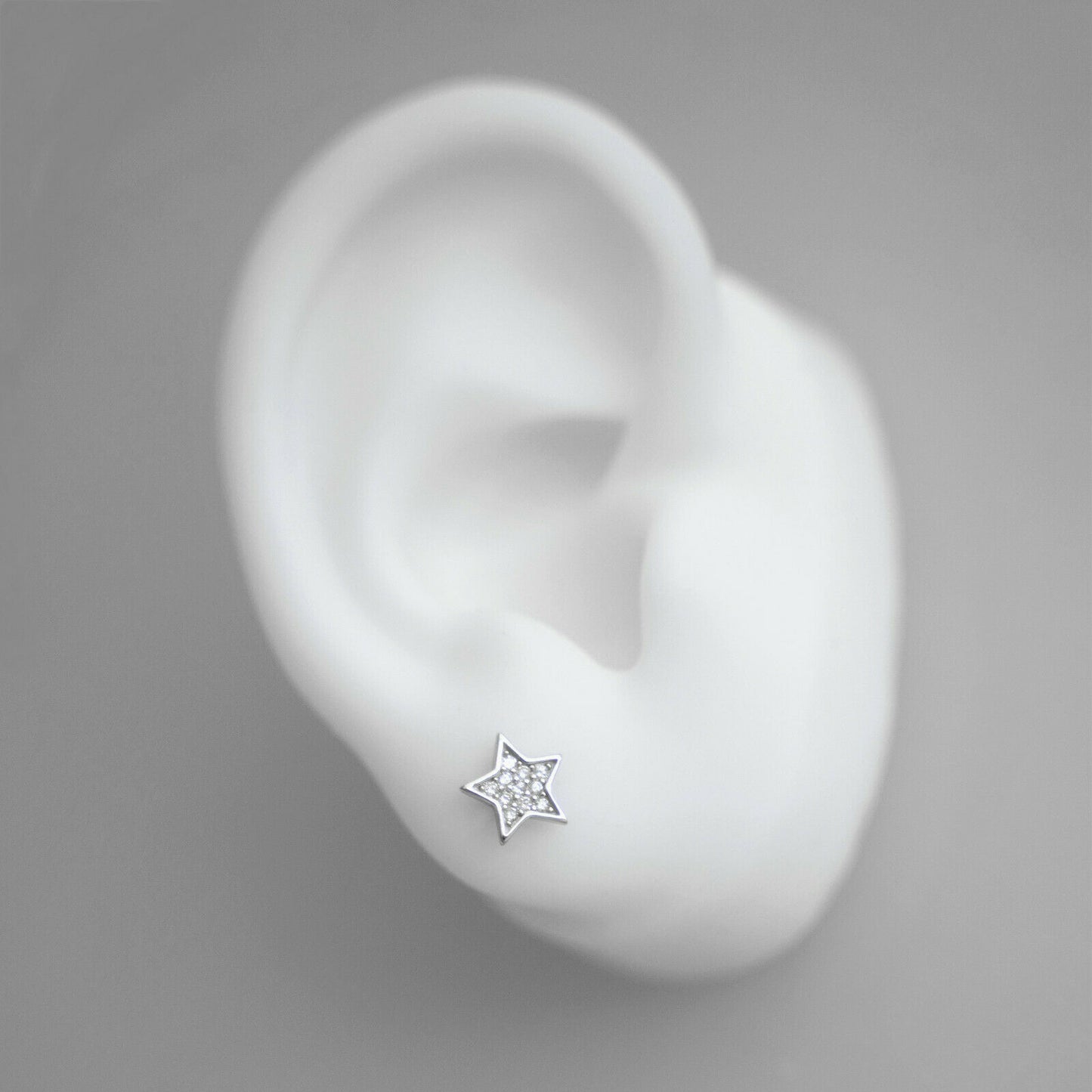 925 Sterling Silver Cubic Zirconia Star Stud Earrings with Screw Back - sugarkittenlondon