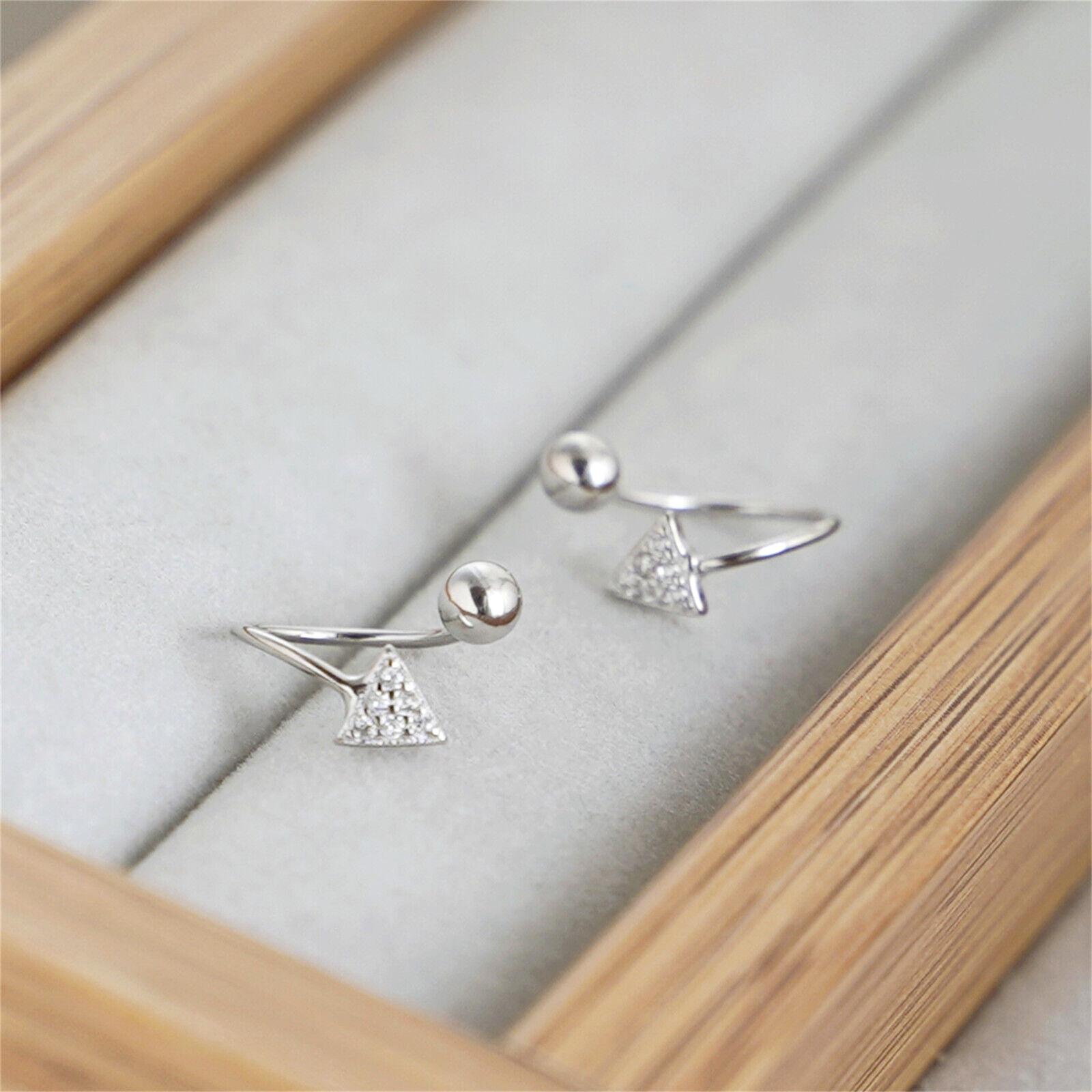 Sterling Silver CZ Arrow Stud Earrings for Women | Huggie Piercing Screw Back Beads Earrings - sugarkittenlondon