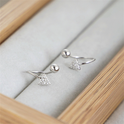 Sterling Silver CZ Arrow Stud Earrings for Women | Huggie Piercing Screw Back Beads Earrings - sugarkittenlondon