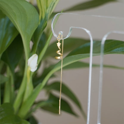 18K Gold-Plated Sterling Silver Star Ribbon Christmas Tree Threader Earrings - sugarkittenlondon