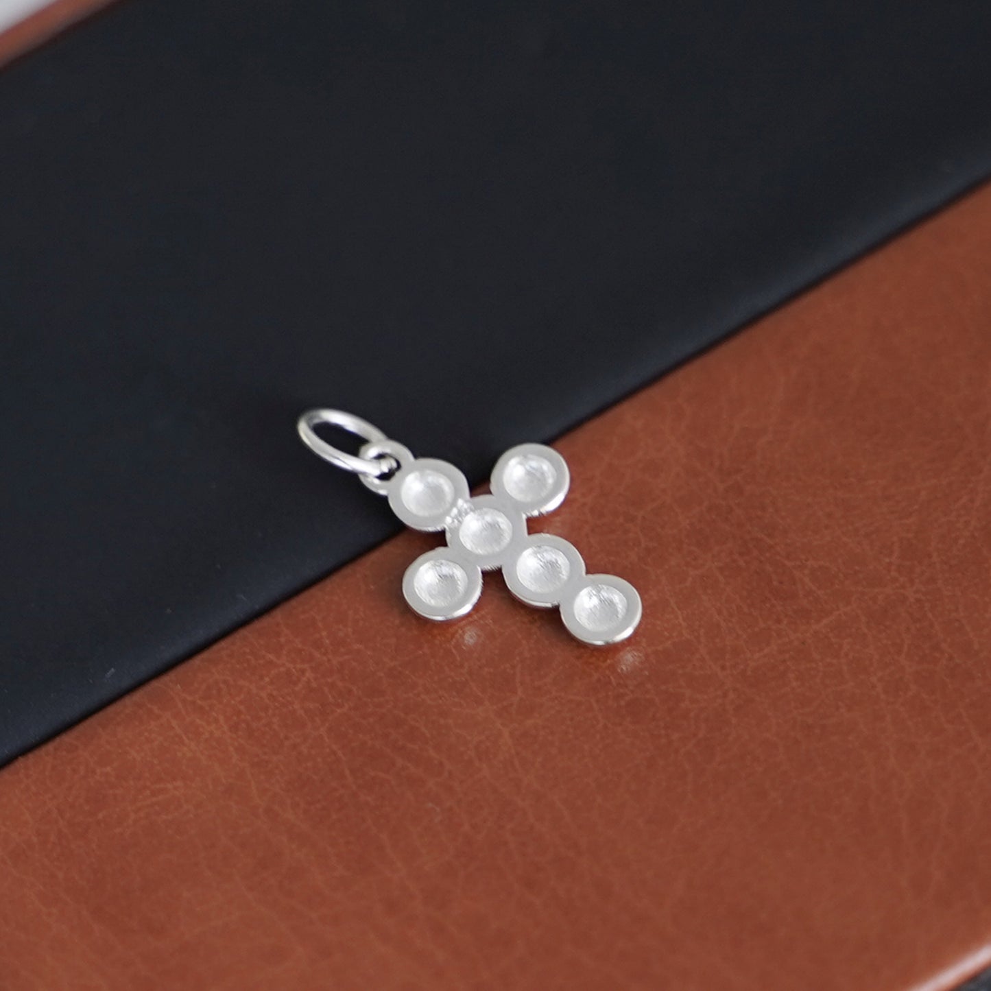 Sterling Silver Bubble Cross Half Balls Beads Charm Pendant - sugarkittenlondon