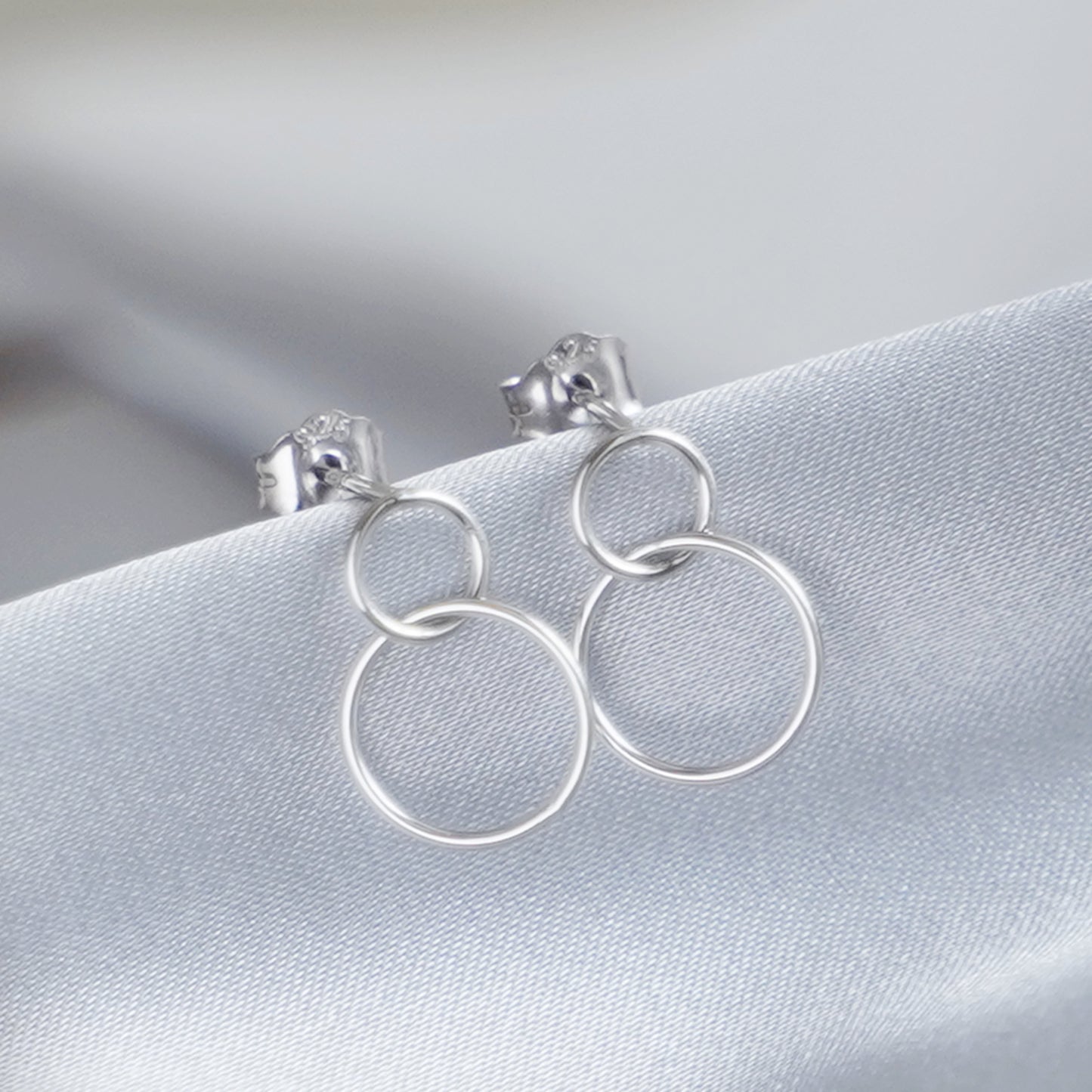 Sterling Silver Circle Drop Earrings with Infinity Link and Karma Symbol - sugarkittenlondon