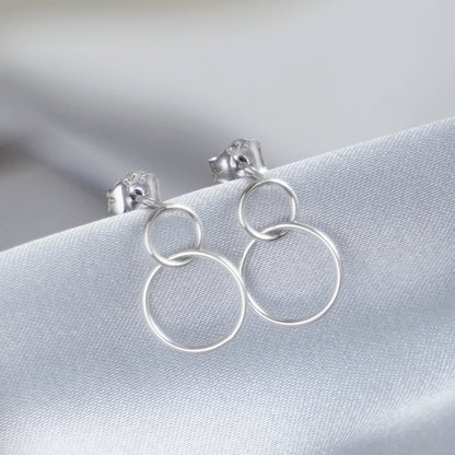 Sterling Silver Circle Drop Earrings with Infinity Link and Karma Symbol - sugarkittenlondon