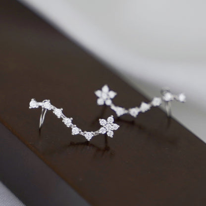 925 Sterling Silver CZ Polaris Celestial Stars Crawler Earrings - sugarkittenlondon